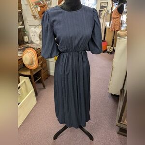 NWT Puff sleeve Cutout Back Navy Blue Dress